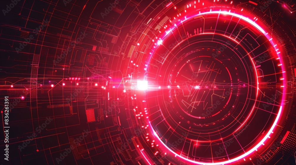 Fototapeta premium Future time travel machine digital red circle technology Background ai generated image