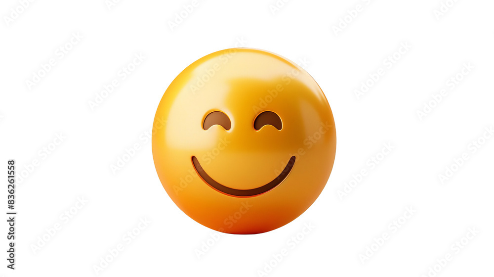 3D rendering of a yellow happy face emoji with closed eyes isolated on black background. 3D rendering of a yellow happy face emoji with closed eyes isolated on black background.
