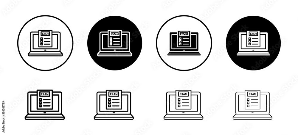 Online exam test icon vector set collection for web Online exam test icon vector set collection for web