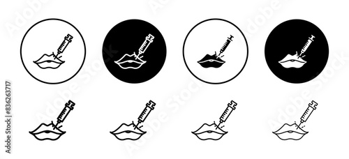 Hyaluronic acid lips injection icon vector set collection for web