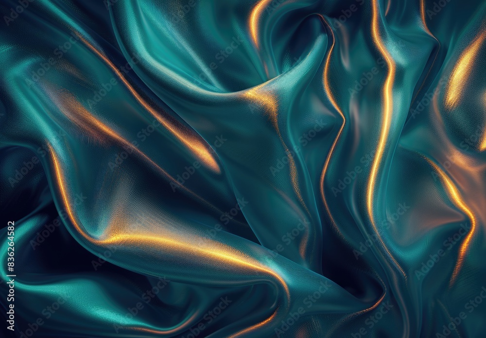 Abstract Teal and Gold Fabric Background Abstract Teal and Gold Fabric Background