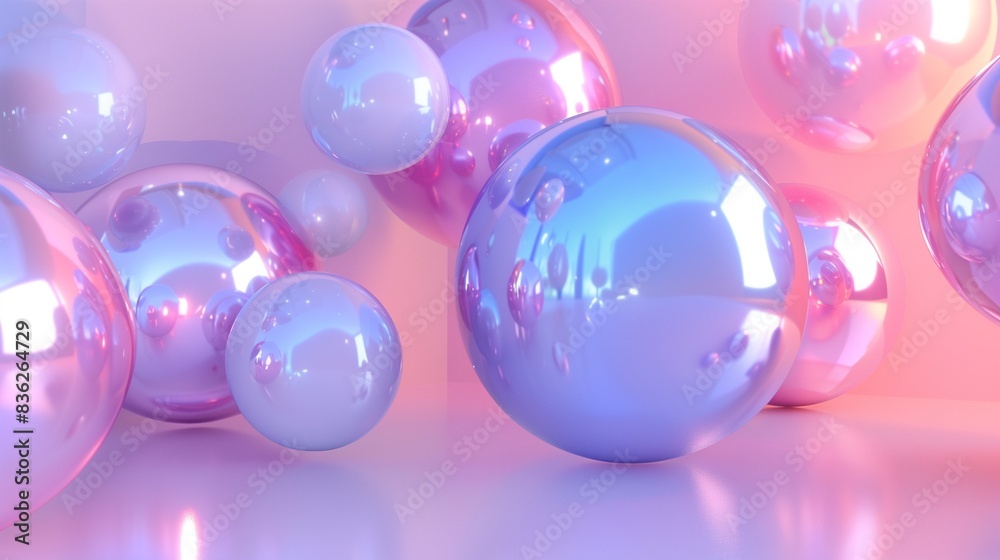 Pastel Reflections: Abstract Floating Spheres