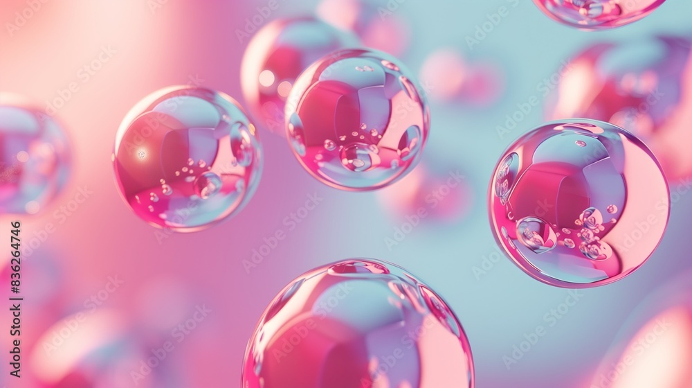 Pastel Reflections: Abstract Floating Spheres