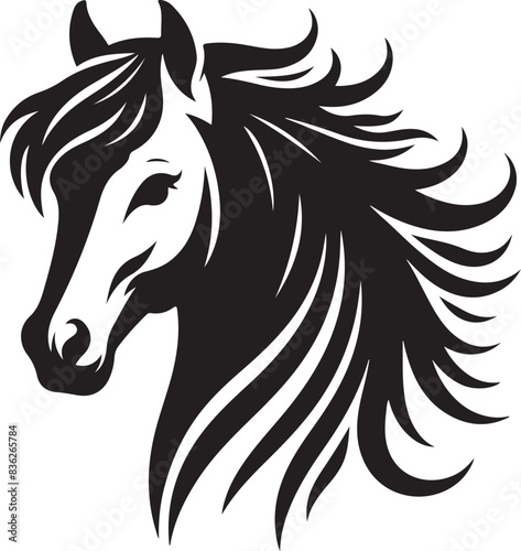 Horse vector, silhouette style and white background.