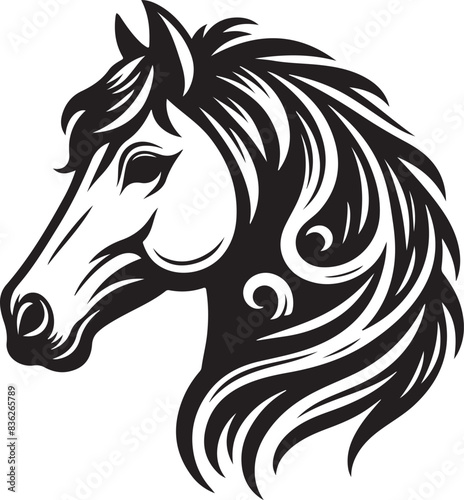 Horse vector, silhouette style and white background.