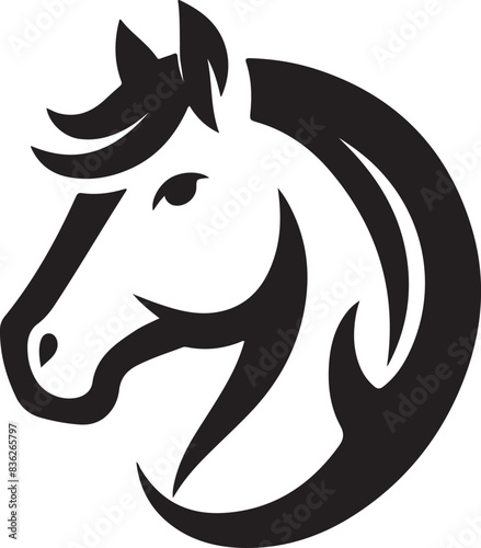 Horse vector, silhouette style and white background.