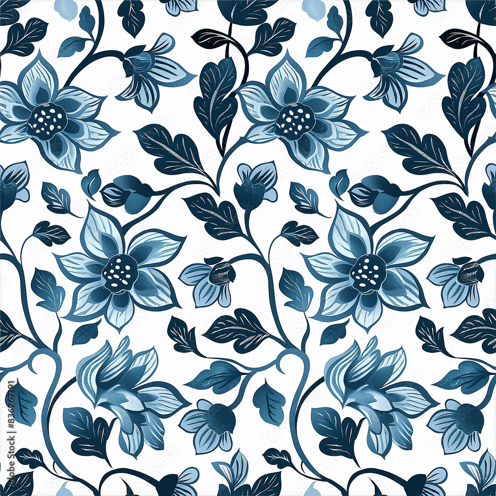 Repeating floral pattern for wallpaper or fabric design, wrapping Repeating floral pattern for wallpaper or fabric design, wrapping