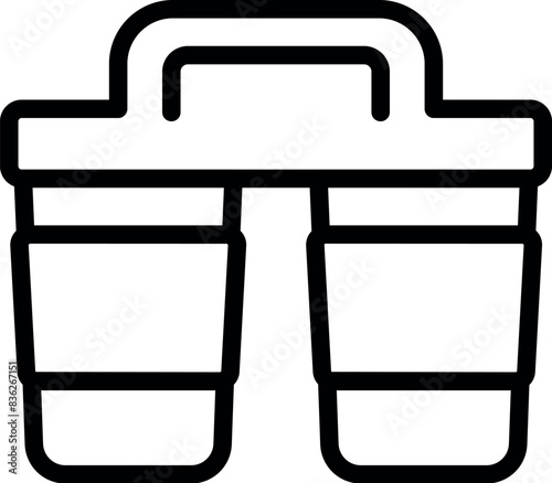 Simple black and white line drawing of binoculars, suitable for icons or logos