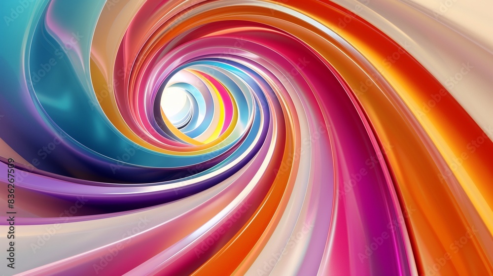 Vibrant 3D Spiral Abstract Art on White Background