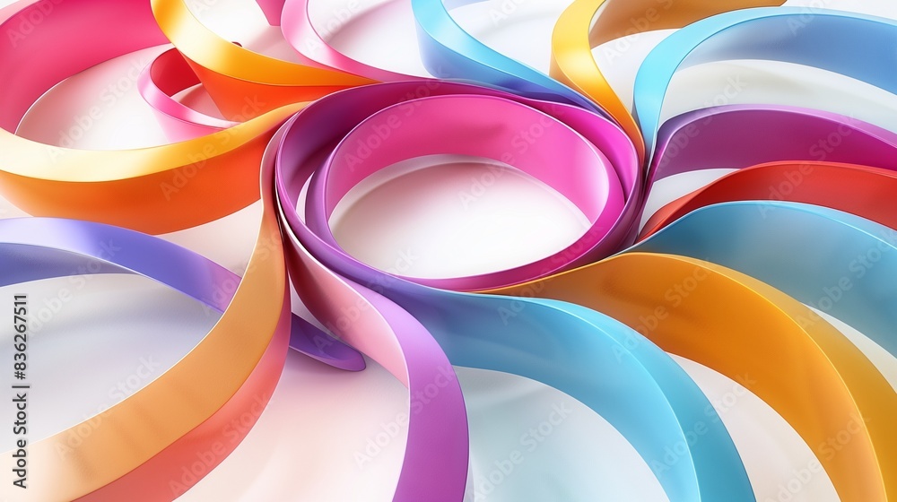 Vibrant 3D Spiral Abstract Art on White Background Vibrant 3D Spiral Abstract Art on White Background
