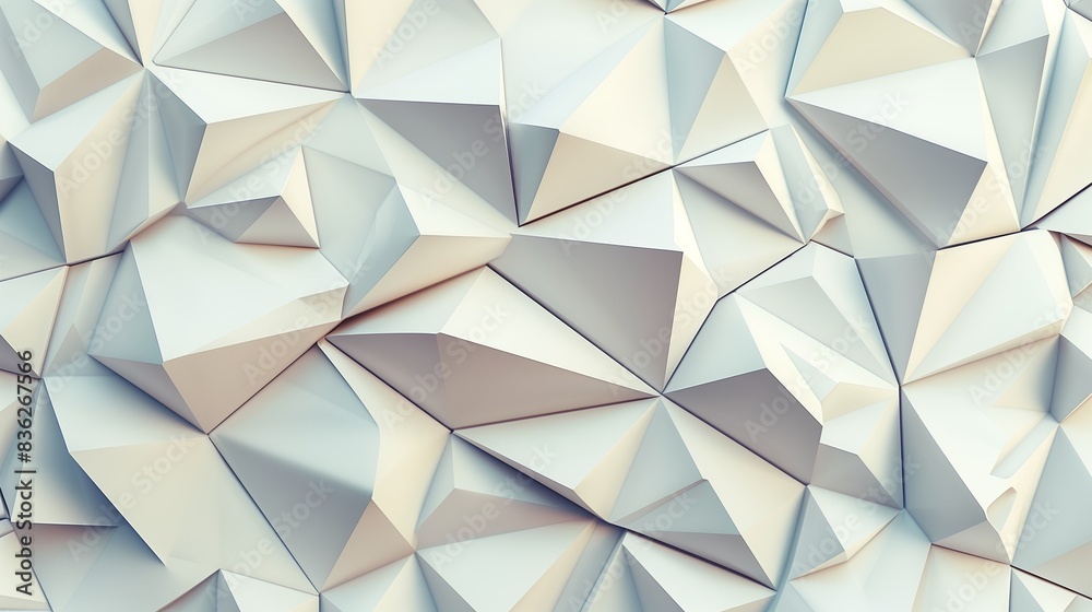 Geometric Triangular Pattern on Light Background, 3D Render Geometric Triangular Pattern on Light Background, 3D Render