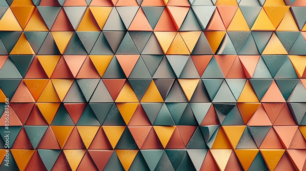 Geometric Triangular Pattern on Light Background, 3D Render