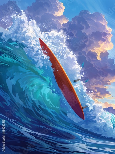 a surfboard in the air photo