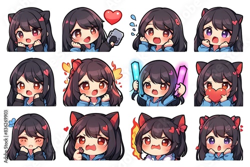 gamer girl twitch emote set