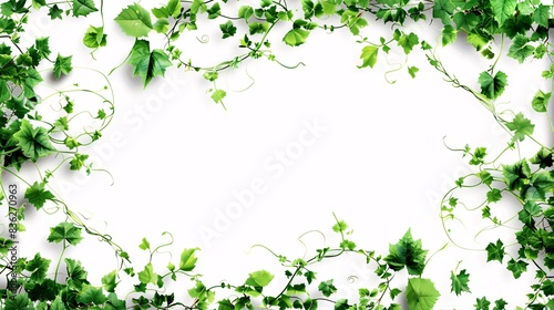 A frame for a card game with a white background. The border is a vibrant green line with intricate vine and leaf patterns, giving the card a fresh and natural appearance.