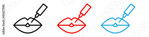 Hyaluronic acid lips injection icon logo set vector