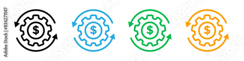 Costs optimization icon logo set vector