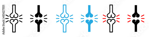 Human knee bone joint icon logo set vector