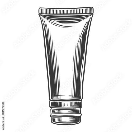 Engraved Cosmetic Tube: Vintage Skincare Package Illustration