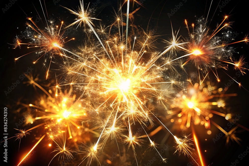 Naklejka premium Blurred sparkler lights creating an abstract festive celebration effect.