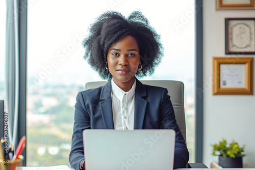 Portrait of a beautiful black business woman in the office