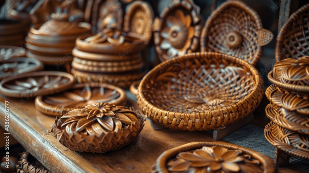 Close-Up of Handcrafted Artisan Goods: Showcase the intricate details and craftsmanship
