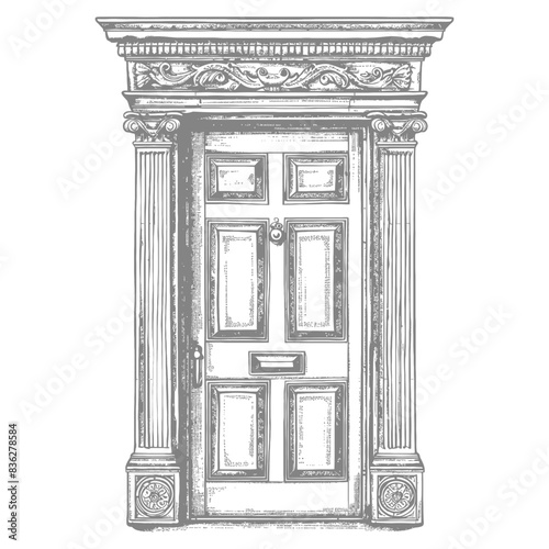 Ornate Georgian Doorway Sketch: Detailed Architectural Illustration