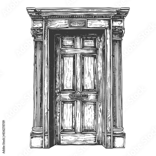 Ornate Georgian Doorway Sketch: Architectural Heritage Detail