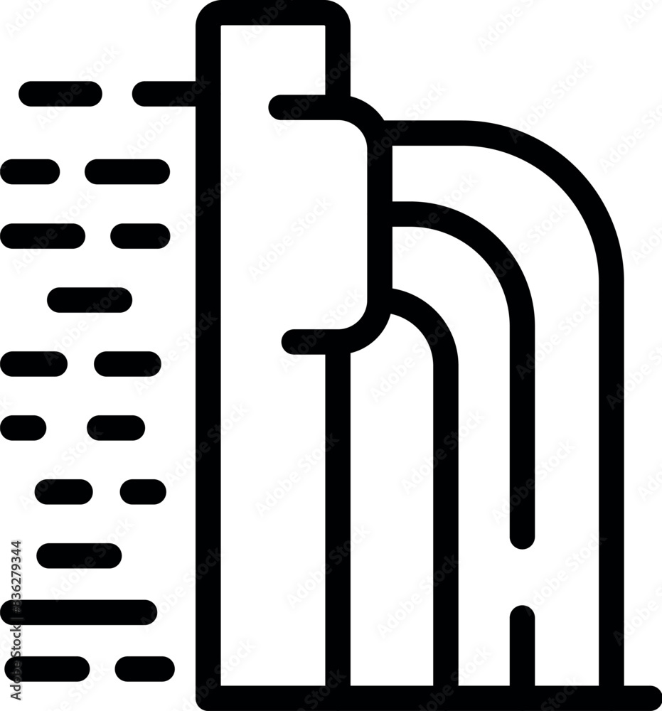 Modern skyscraper line icon in black and white, symbolizing urban architecture and city development, perfect for real estate and business designs Modern skyscraper line icon in black and white, symbolizing urban architecture and city development, perfect for real estate and business designs