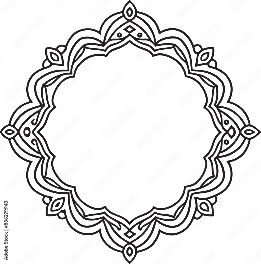 abstract floral frame with ornament black and white