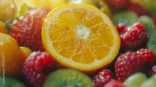 Close-Up of Fresh Fruits  Showcase the vibrant colors and textures