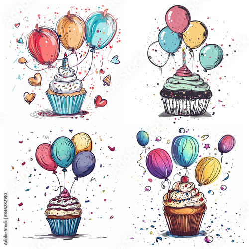 birthday card with cupcakes