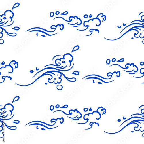 Seamless abstract pattern. Waves and scales in traditional style