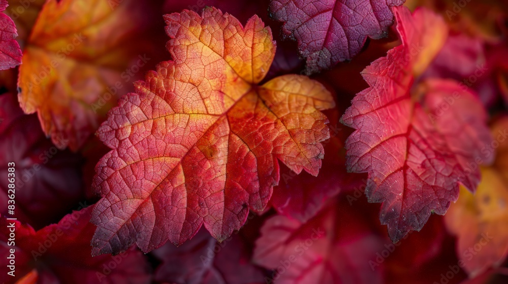Close-Up of Vibrant Autumn Leaves: Highlight the rich colors and intricate details of autumn leaves in a close-up shot. Close-Up of Vibrant Autumn Leaves: Highlight the rich colors and intricate details of autumn leaves in a close-up shot.