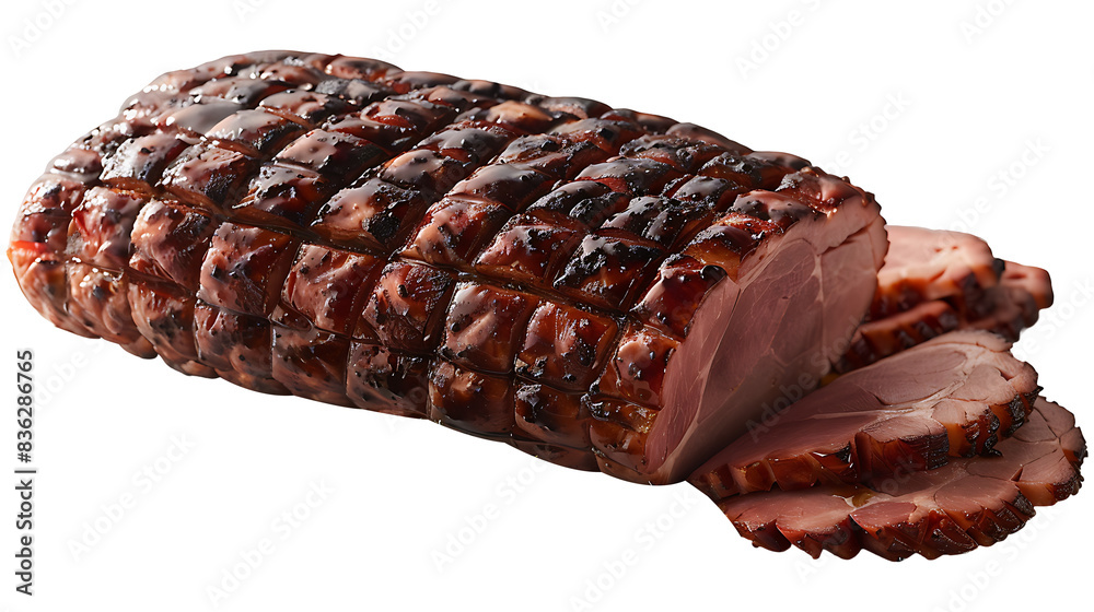 Tasty food honey glazed ham on a transparent background Tasty food honey glazed ham on a transparent background