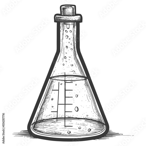 erlenmeyer tube with engraving style black color only