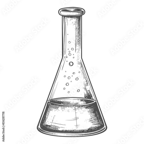 erlenmeyer tube with engraving style black color only