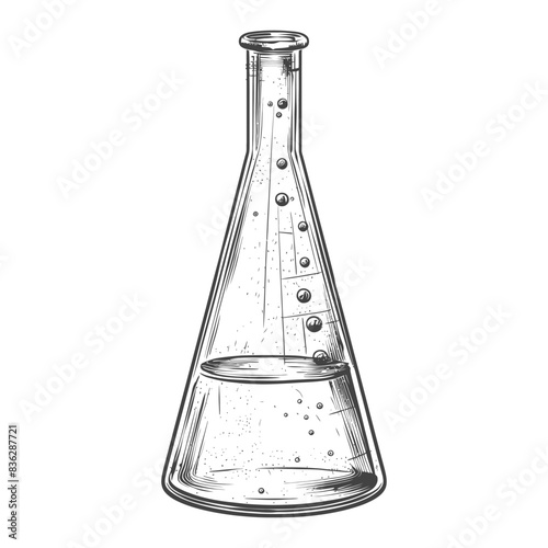 erlenmeyer tube with engraving style black color only