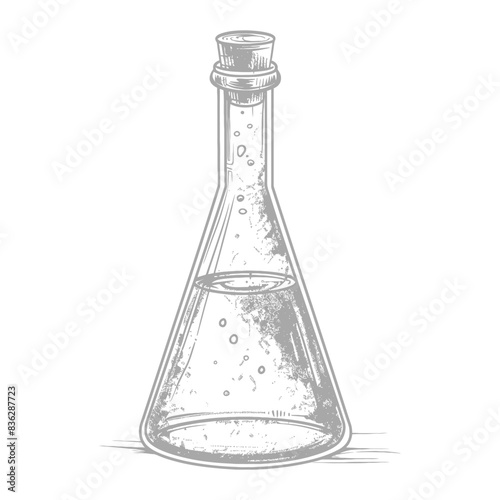 erlenmeyer tube with engraving style black color only