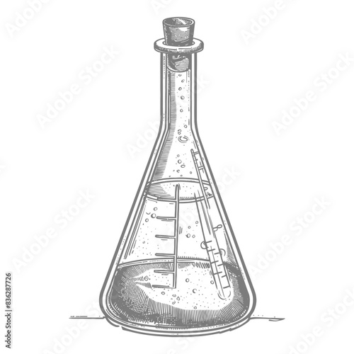 erlenmeyer tube with engraving style black color only