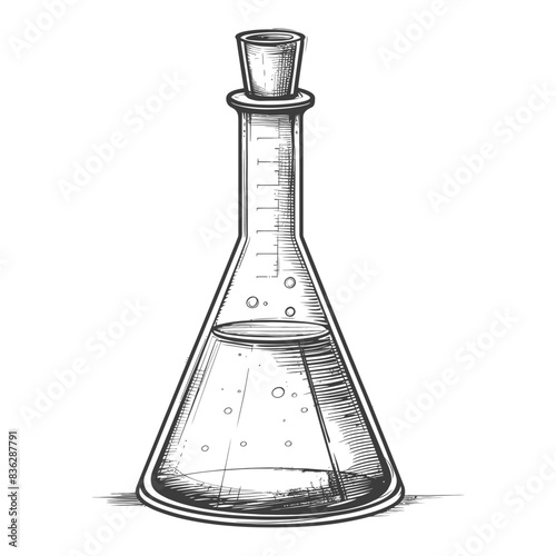 erlenmeyer tube with engraving style black color only