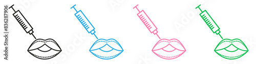 Hyaluronic acid lips injection icon mark in filled style