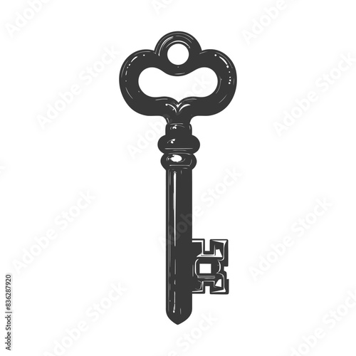 flat key with engraving style black color only