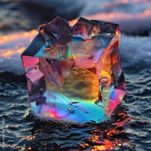 Rainbow crystal black ice, background