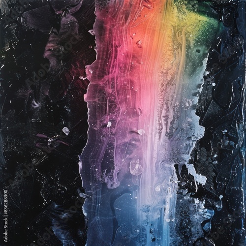 Rainbow painting black ice, background