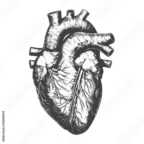 Intricate Hand-Drawn Anatomical Heart, Vintage Engraving Style