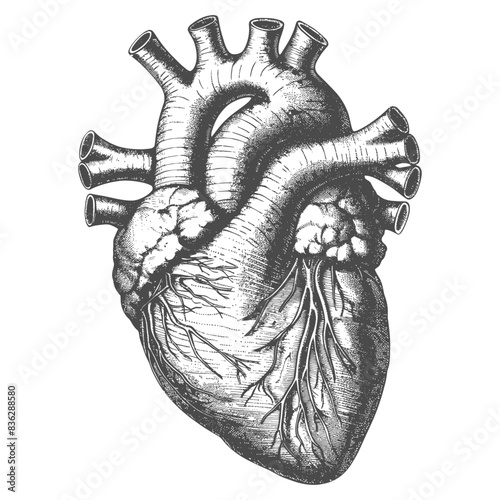 Vintage Anatomical Heart Illustration: Detailed Engraving