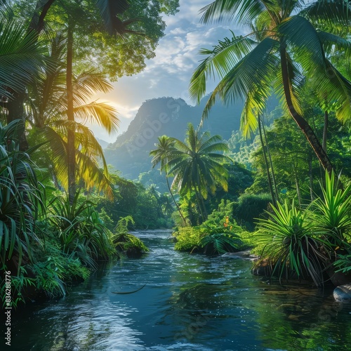 Deep tropical jungles of Southeast Asia in august