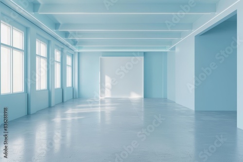 large empty room with a white wall and a white board on it