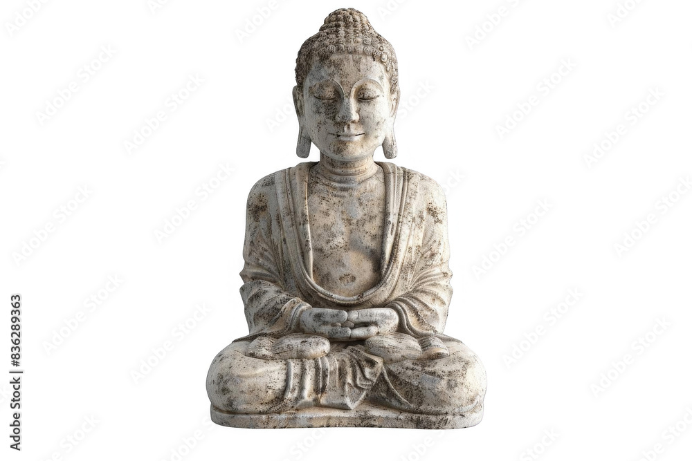The photo shows a gray stone statue of Buddha sitting in a lotus position with his eyes closed in meditation, transparent background The photo shows a gray stone statue of Buddha sitting in a lotus position with his eyes closed in meditation, transparent background